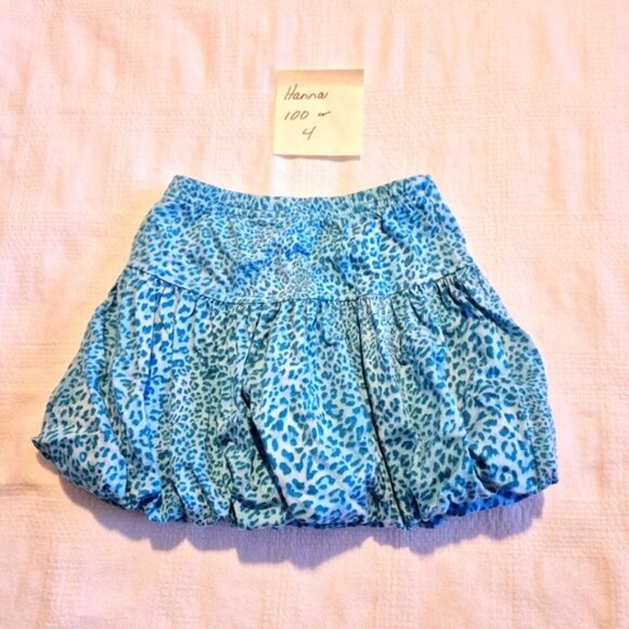 Hanna Andersson girls size 100 or 4 blue animal print poufy hem skirt VGUC - Picture 2 of 5